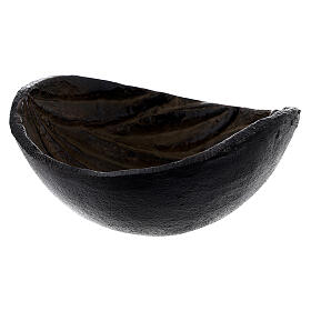 Black and brown metal incense bowl, 10 cm diameter