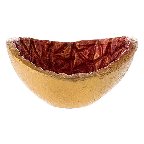 Gold and red metal incense bowl, 7 cm diameter 1