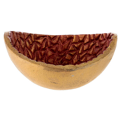 Gold and red incense bowl, metal, 10 cm diameter 1