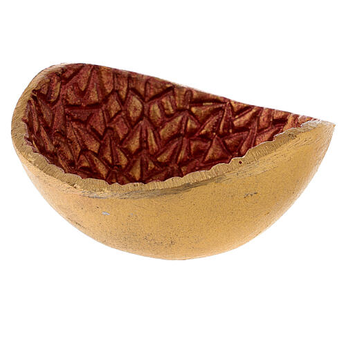 Gold and red incense bowl, metal, 10 cm diameter 2