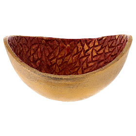 Incense bowl, gold and red metal, 13 cm diameter