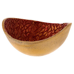 Incense bowl, gold and red metal, 13 cm diameter
