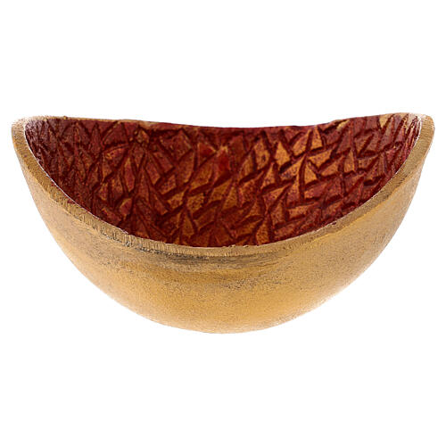Incense bowl, gold and red metal, 13 cm diameter 1