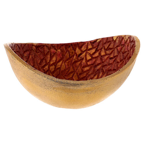 Incense bowl, gold and red metal, 13 cm diameter 3