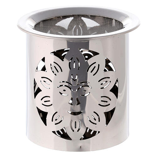 Incense burner in silver steel H 8 cm 1