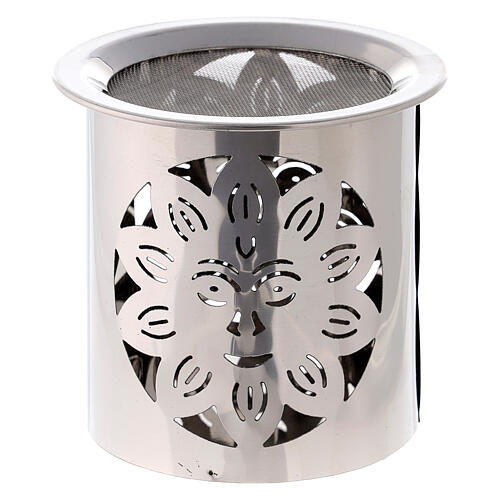 Incense burner in silver steel H 8 cm 2