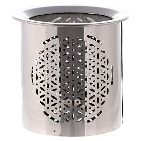 Incense burner iron cylindrical silver plated steel