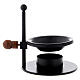Black incense burner with wood knob h 8.5 cm s3