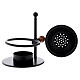 Black incense burner with wood knob h 8.5 cm s4