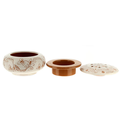 Brucia incenso basso terracotta Deruta decoro floreale 8x12cm 4