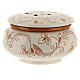 Deruta terracotta incense burner with floral decoration 8x12cm low s2