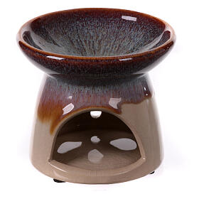 Glossy colored terracotta incense burner 10 cm