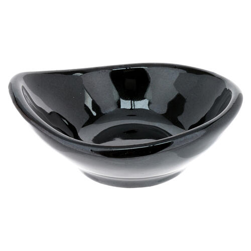 Incense bowl of black ceramic, diam. 3.5 in 1