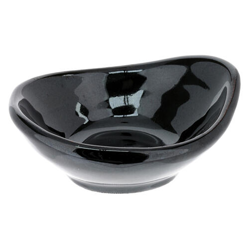 Incense bowl of black ceramic, diam. 3.5 in 2