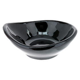 Black ceramic incense burner bowl diameter 9 cm