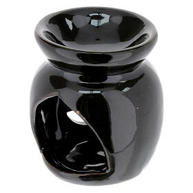 Black incense burner, ceramic, h 3 in
