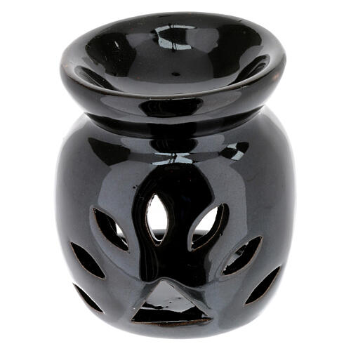 Black incense burner, ceramic, h 3 in 1