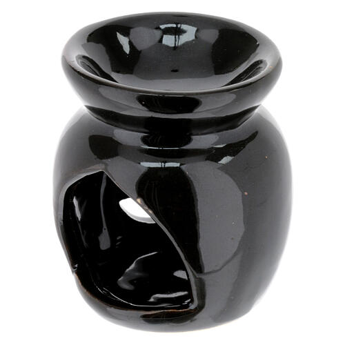 Black incense burner, ceramic, h 3 in 2