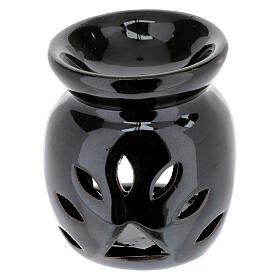 Ceramic incense burner, 8 cm high, black