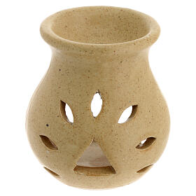 Beige incense burner of 3 in, ceramic