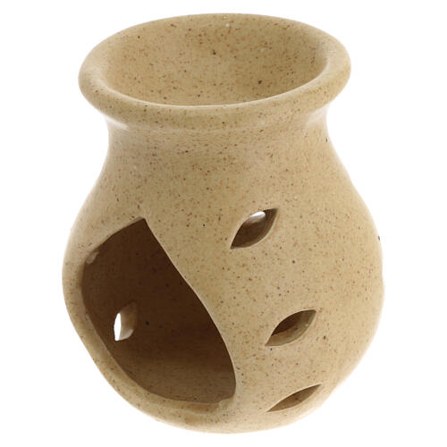 Beige incense burner of 3 in, ceramic 2