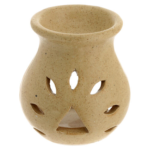 Ceramic incense burner h 8 cm beige color 1