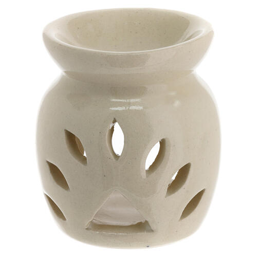 Bruciaincenso bianco in ceramica h 8 cm 1