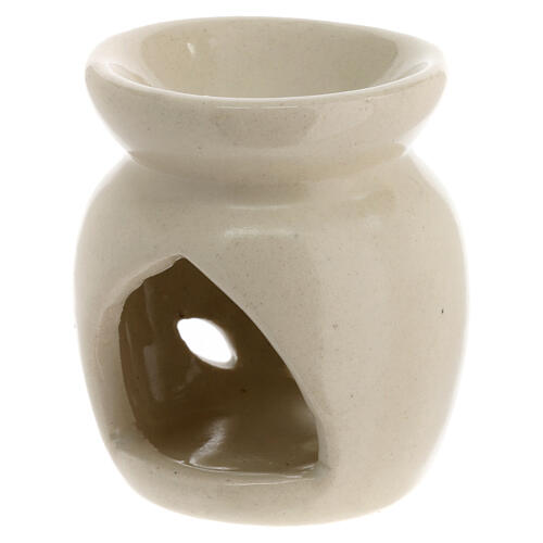 White ceramic incense burner h 8 cm 2