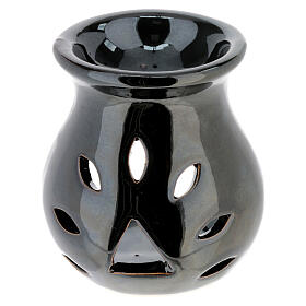 Pebetero cerámica color negro de altura 9 cm