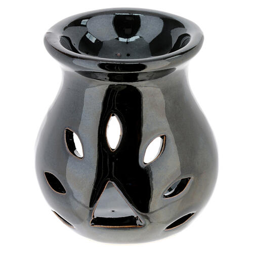 Bruciaincenso ceramica colore nero di altezza 9 cm 1