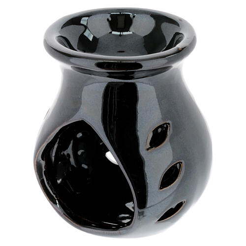 Black ceramic incense burner, 9 cm high 2