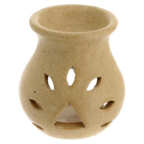 Beige ceramic incense burner, h 3.5 in 1