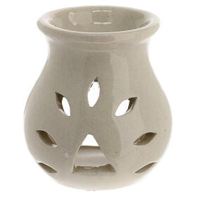 White incense burner, ceramic, h 3.5 in