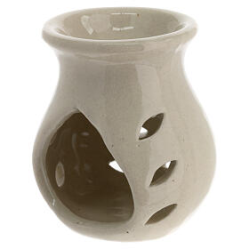 White incense burner, ceramic, h 3.5 in