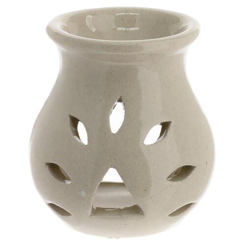 White incense burner, ceramic, h 3.5 in 1