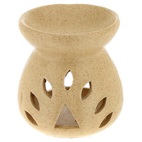 Incense burner, beige ceramich, h 4 in