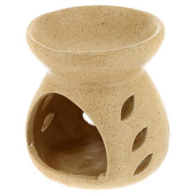 Beige incense burner h 10cm in ceramic