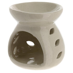 Incense burner, h 4 in, white ceramic