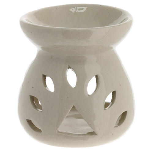 Incense burner, h 4 in, white ceramic 1