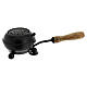 Black iron incense burner with wooden handle 8 cm diameter s1