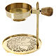 Gold plated brass incense burner, adjustable height, gold plated base, h 4.5 in s1