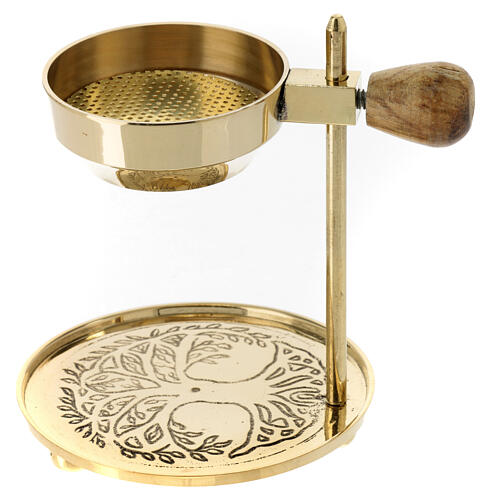 Queimador de incenso latão dourado ajustável base dourada h 12 cm 1