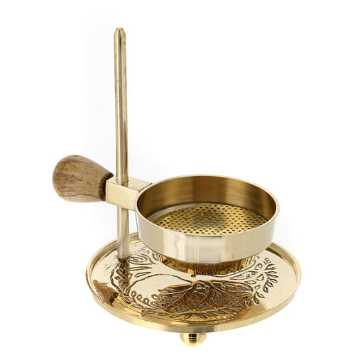 Adjustable golden brass incense burner with golden base h 12 cm 2