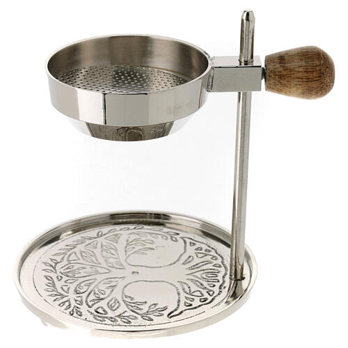 Adjustable incense burner of silver-plated brass, h 4.5 in 1