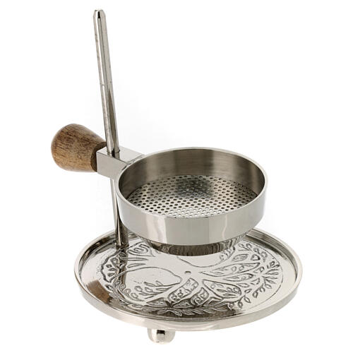 Adjustable incense burner with silver base, silver brass, h 12 cm 2