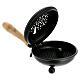 Black incense burner of 5 in, metal with wooden handle s2