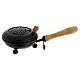Black incense burner 12 cm diameter iron with wooden handle s1