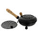 Black incense burner 12 cm diameter iron with wooden handle s3