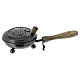 Metallic incense burner, dark grey with wooden handle, diam. 5 in s1