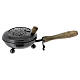 Iron incense burner with wooden handle 12 cm diameter, dark grey s1